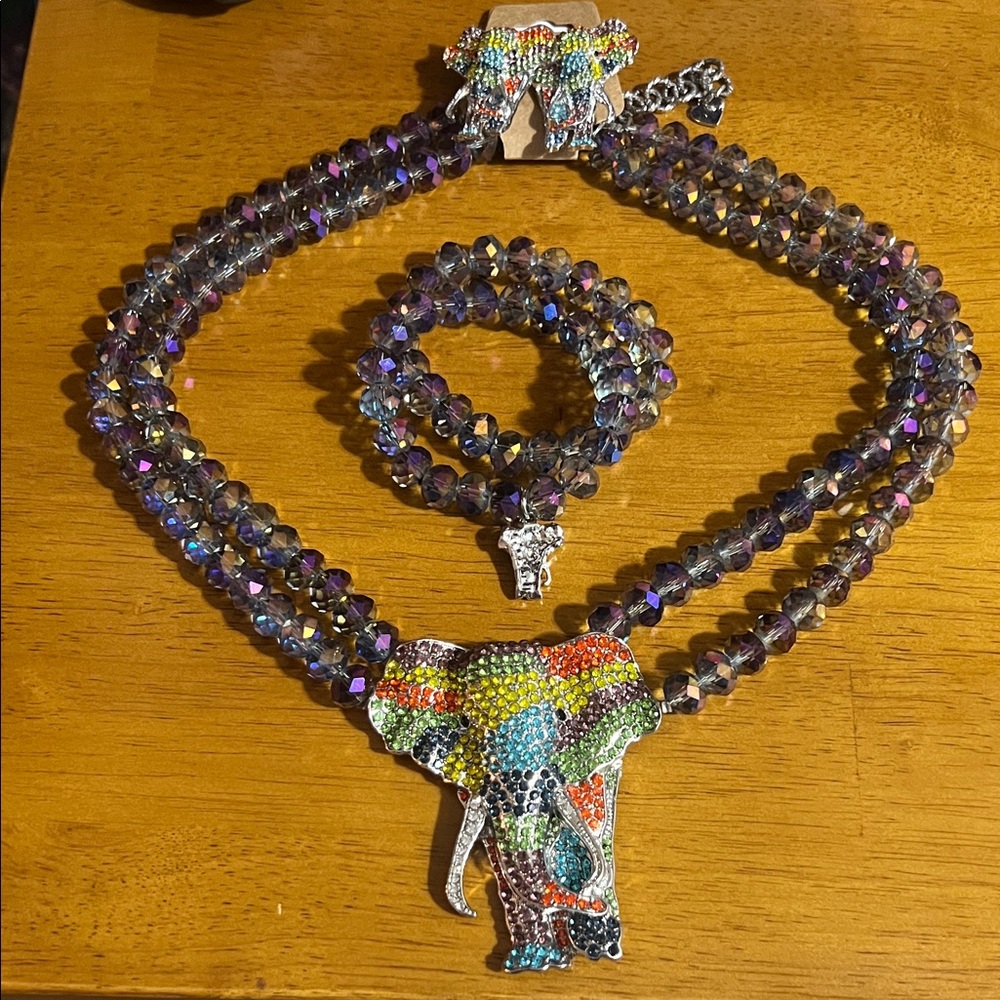 Colorful Elephant Jewelry Set